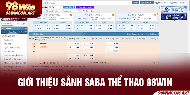 Sảnh Saba 98Win Và Đôi Nét Về Các Môn Thể Thao Tại Đây