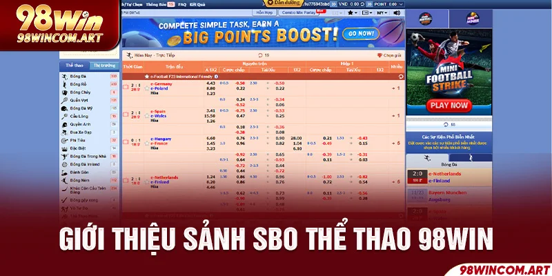 Sảnh SBO Đẳng Cấp Tại 98win - Trải Nghiệm Cá Cược Tuyệt Vời